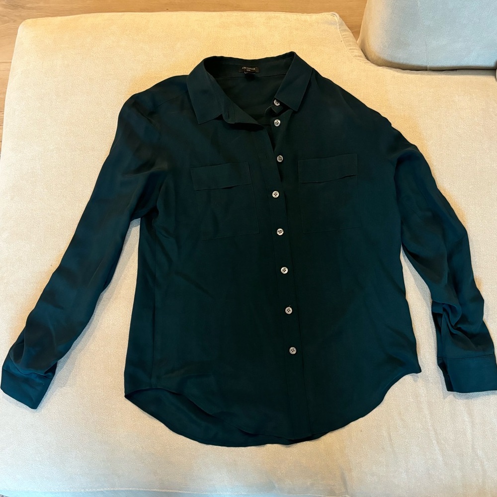 Ann Taylor Silk Blouse in Deep Teal